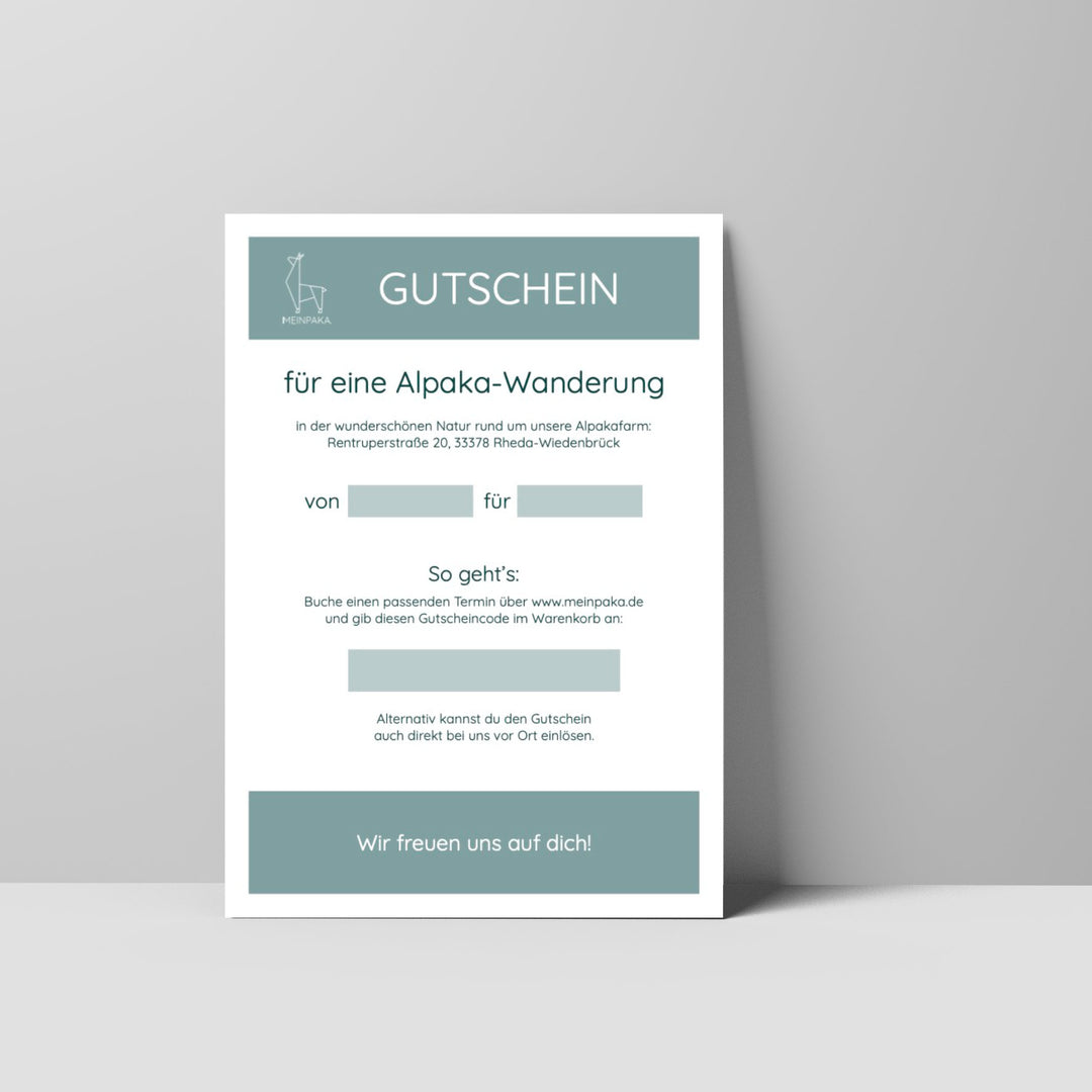 Geschenkgutschein Alpaka Wanderung für Kinder und Begleipersonen